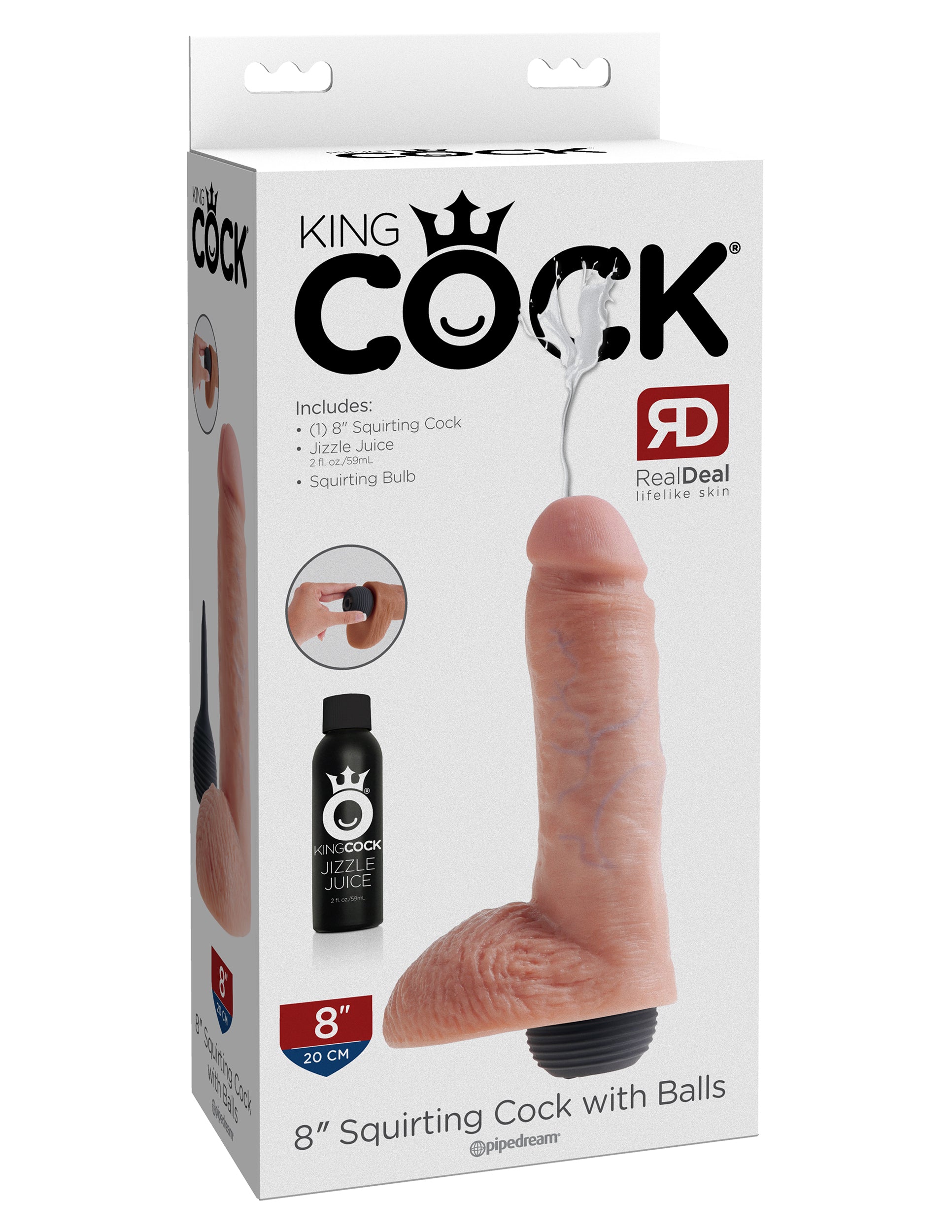 King Cock 8" Squirting Cock with Balls