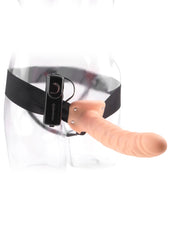 Fetish Fantasy 8" Vibrating Hollow Strap On Flesh