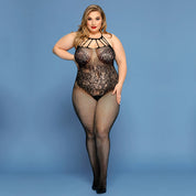 Lace & Fishnet Halter Body Stocking – Queen Size