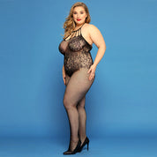 Lace & Fishnet Halter Body Stocking – Queen Size