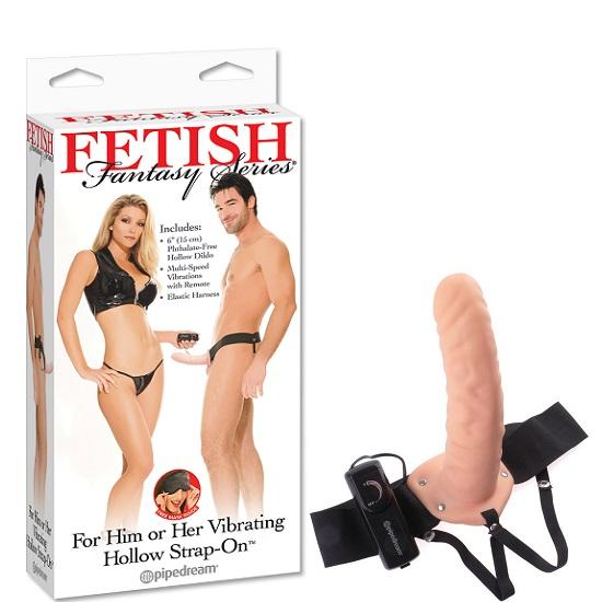 Fetish Fantasy  For Him or Her 6" Vibrating Hollow Strap On