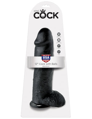 King Cock 12" With Balls Realistic Suction Dildo