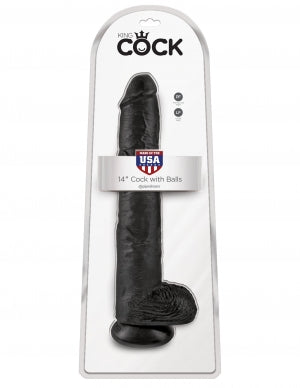 King Cock 14" With Balls Realistic Suction Dildo