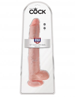 King Cock 14" With Balls Realistic Suction Dildo