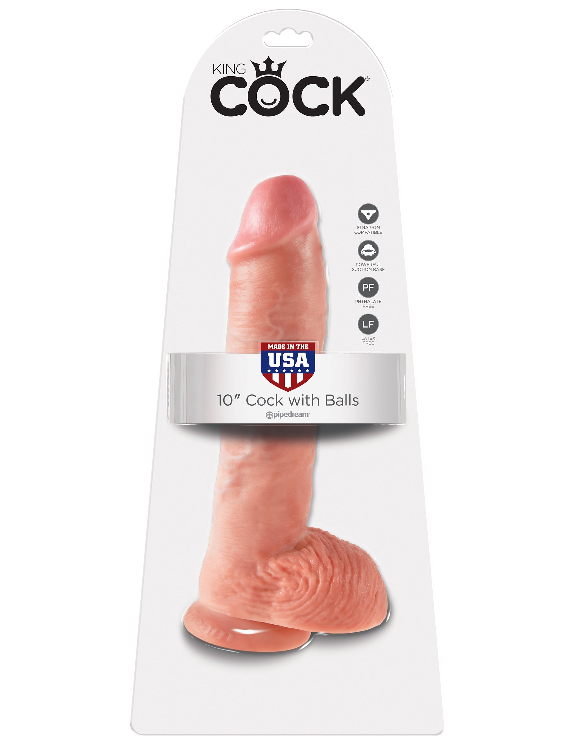 King Cock 10" with Balls Realistic Suction Dildo