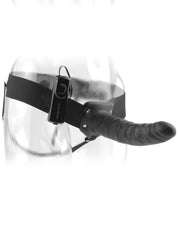 Fetish Fantasy 8" Vibrating Hollow Strap On Black