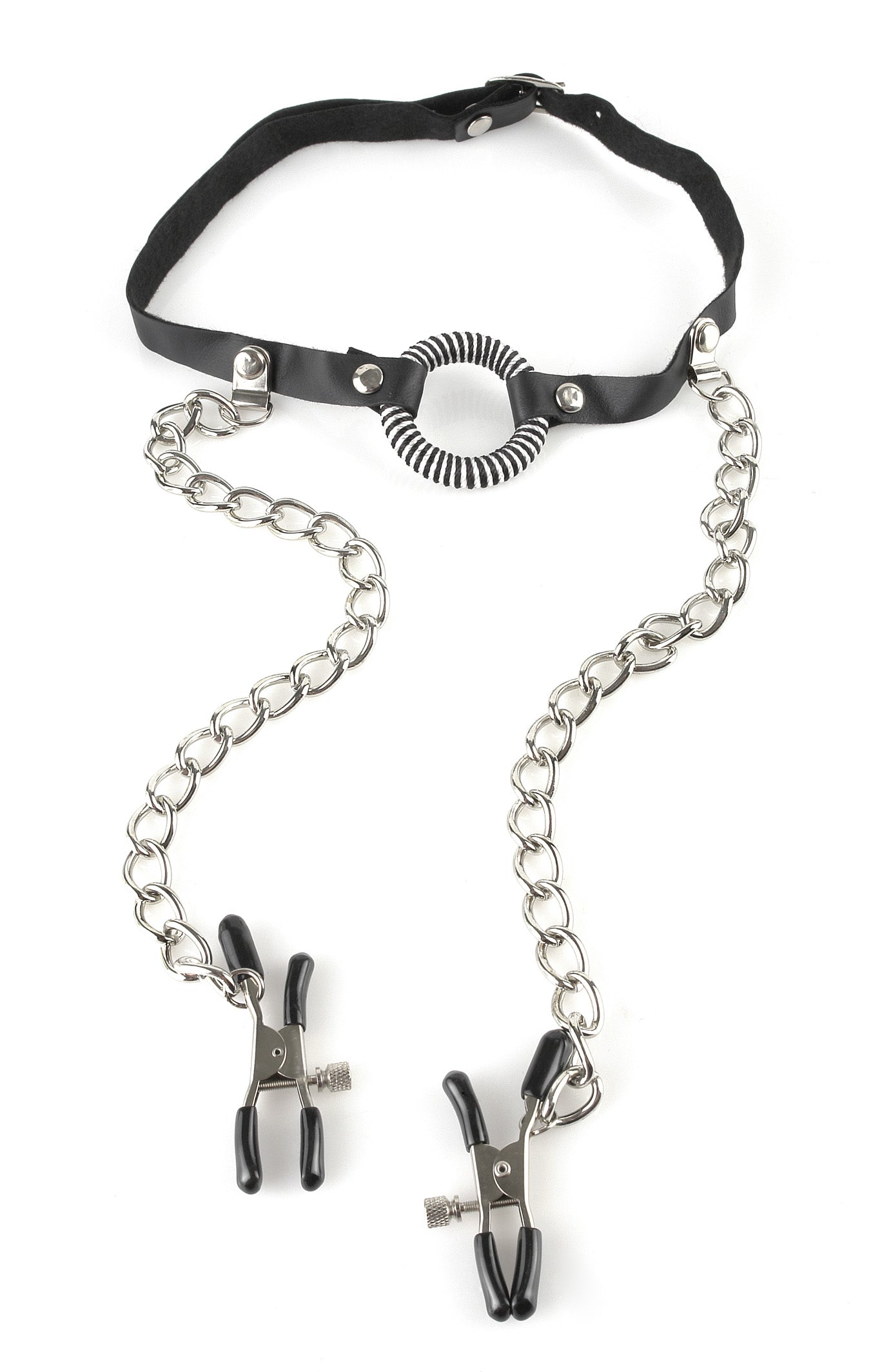 Fetish Fantasy O Ring Gag with Nipple Clamps